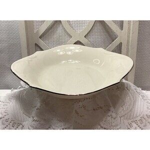Lenox Platinum (Silver Color) Trim 8"x7" Candy Dish Bowl Perfect For Holidays